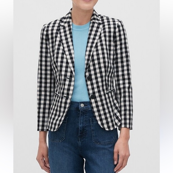 Banana Republic Factory Jackets & Blazers - NWT Banana Republic Factory stretchable linen gingham blazer size 2